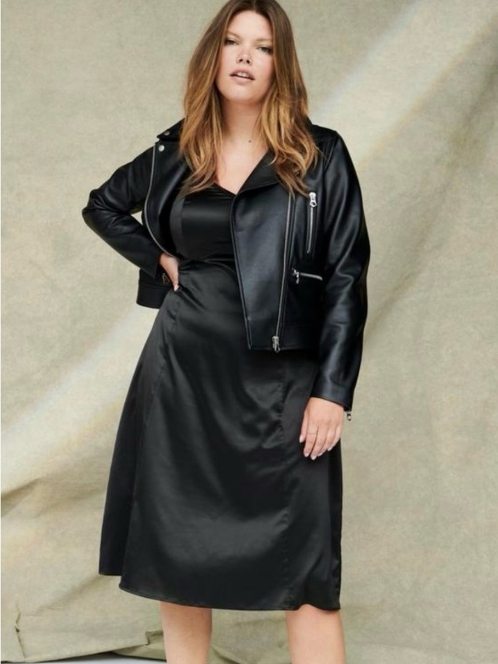 NWT Torrid Black Satin Midi Slip Dress with Adjustable Straps